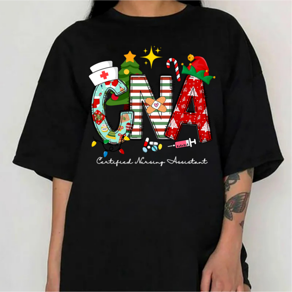 CNA Christmas Shirt Certified Nursing Assistant Holiday Graphic Tee