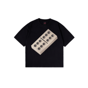 Domino T-Shirt with oversized domino graphic print in black