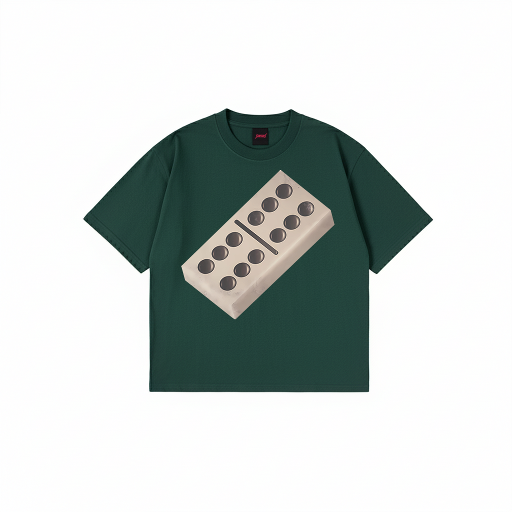 Domino T-Shirt with oversized domino graphic print in black