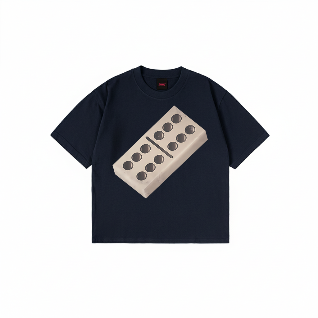 Domino T-Shirt with oversized domino graphic print in black