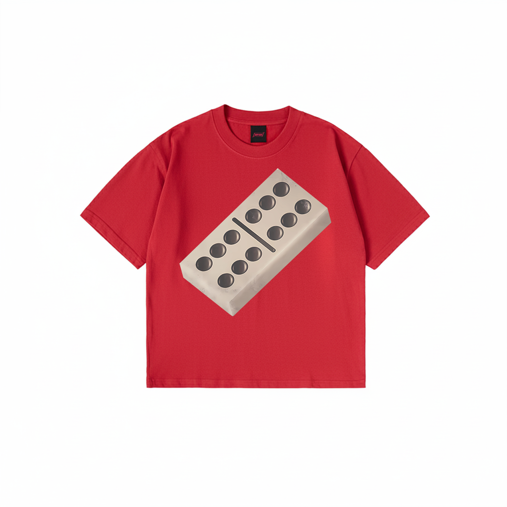 Domino T-Shirt with oversized domino graphic print in black